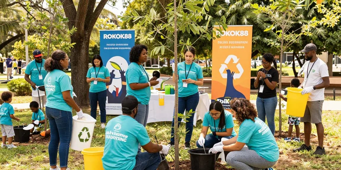 ROKOK88 login community event featuring volunteers engaging in positive activities.