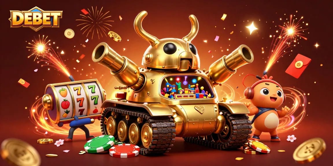 Engage with DEBET's vibrant slot gaming experience inside a creative casino tank.