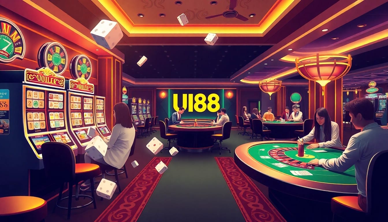 Experience the thrill at UU88 casino with vibrant slot machines and poker tables.