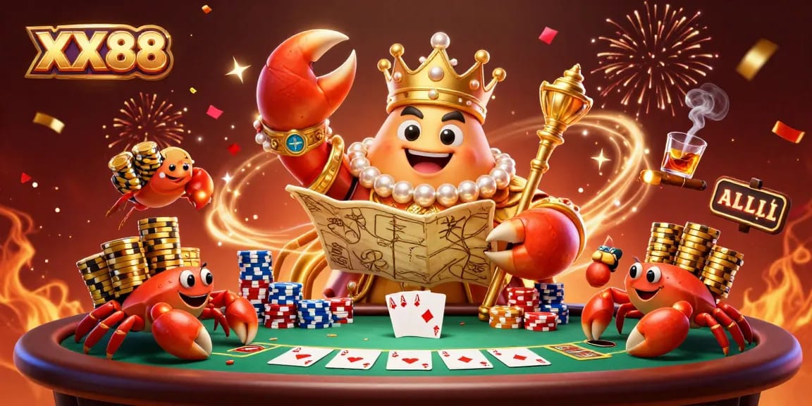 Win big at XX88 with the golden crab emperor and vibrant poker scene.