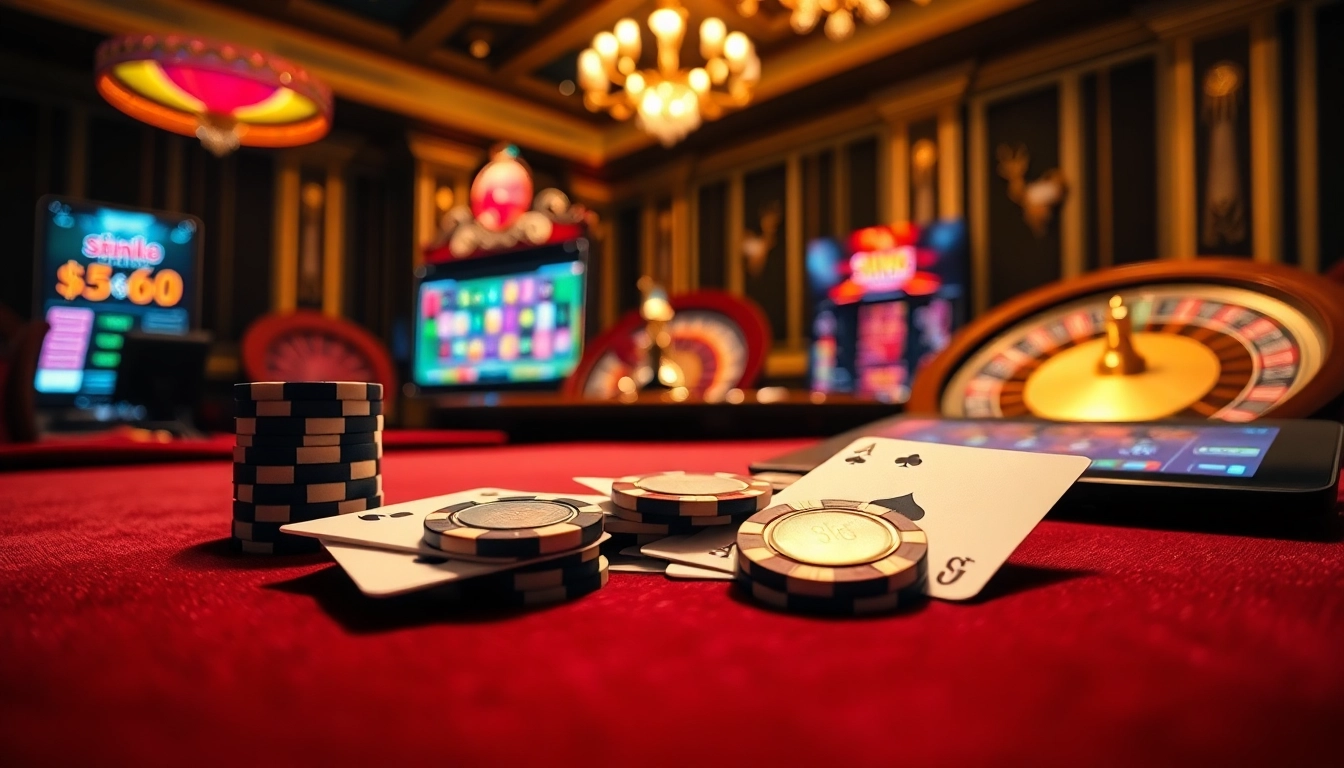 S666 đăng nhập with vibrant poker chips and stylish casino tables in an elegant setting.