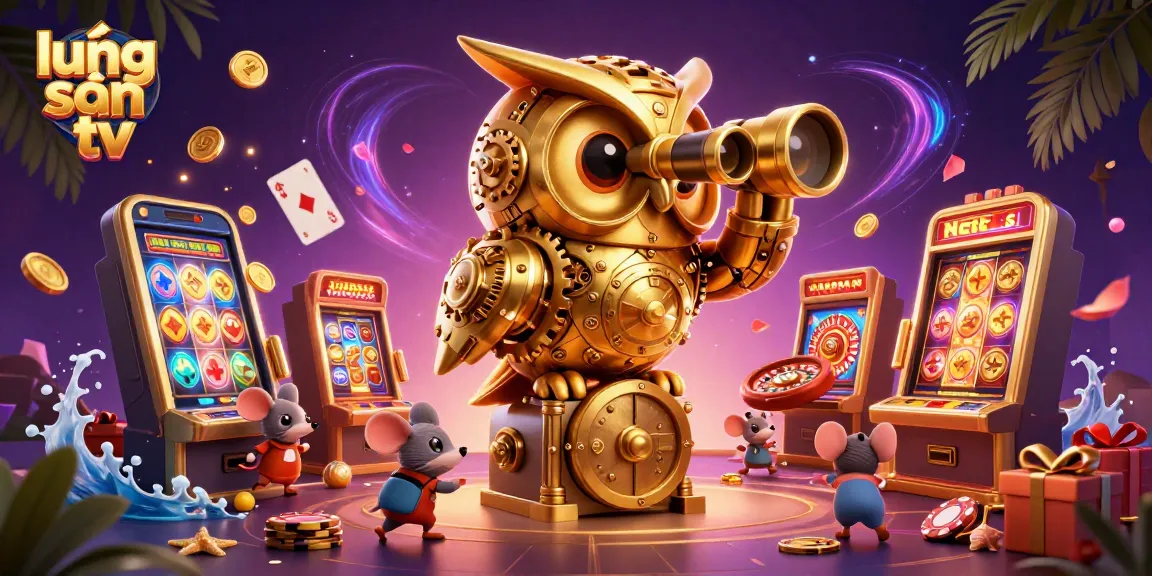 Experience thrilling gaming with lương sơn tv as the clockwork owl surveys a vibrant casino scene.