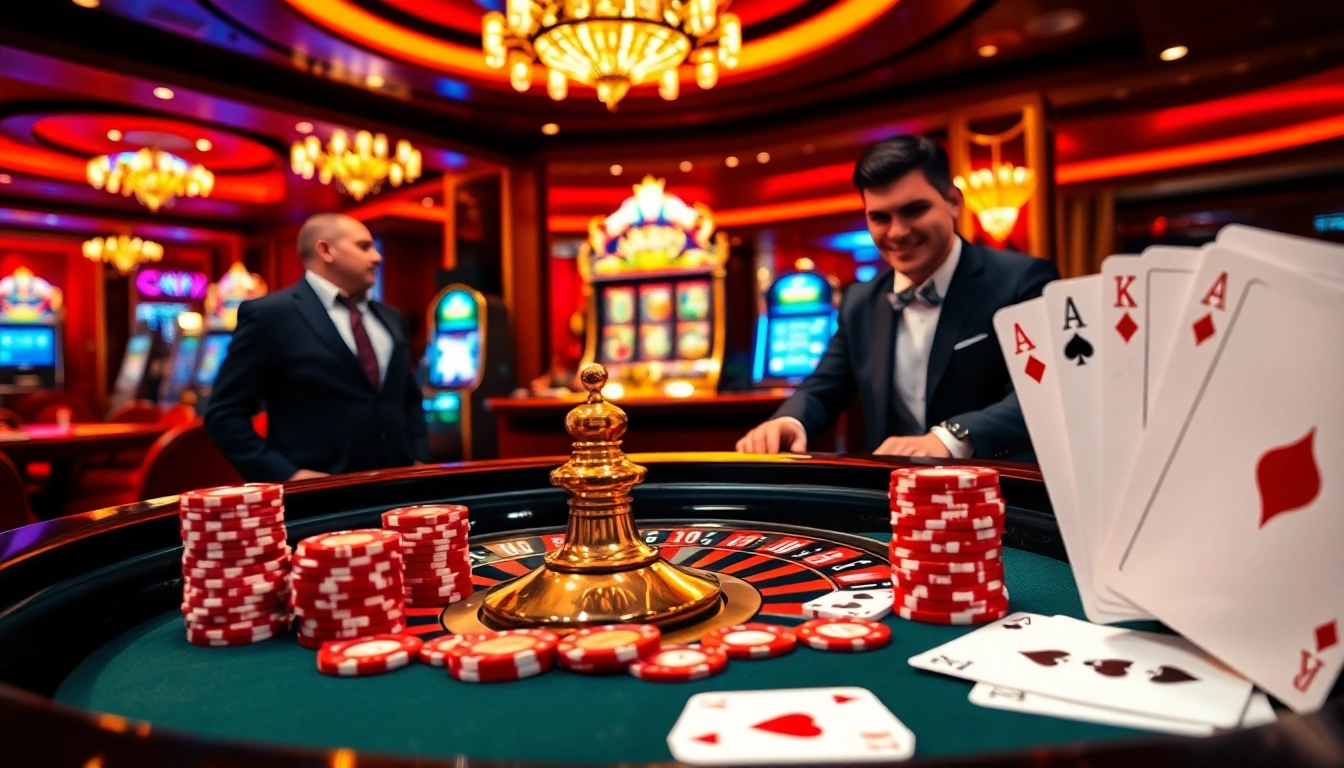 Experience thrilling gaming action at SKY88 casino with vibrant tables and professional dealers.