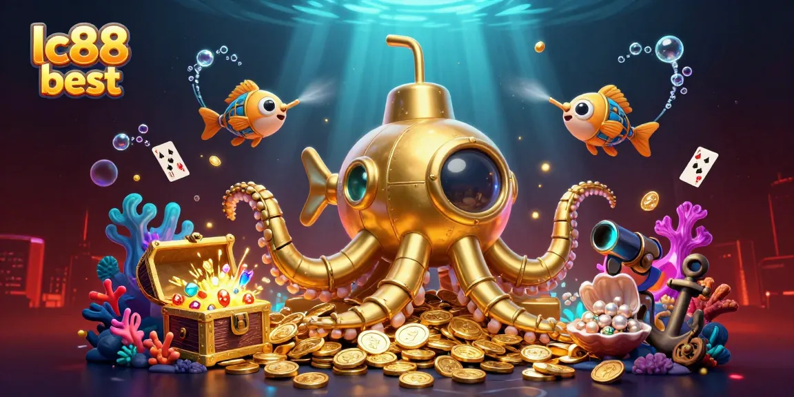 Win big with lc88 best at this vibrant underwater casino adventure illustration.