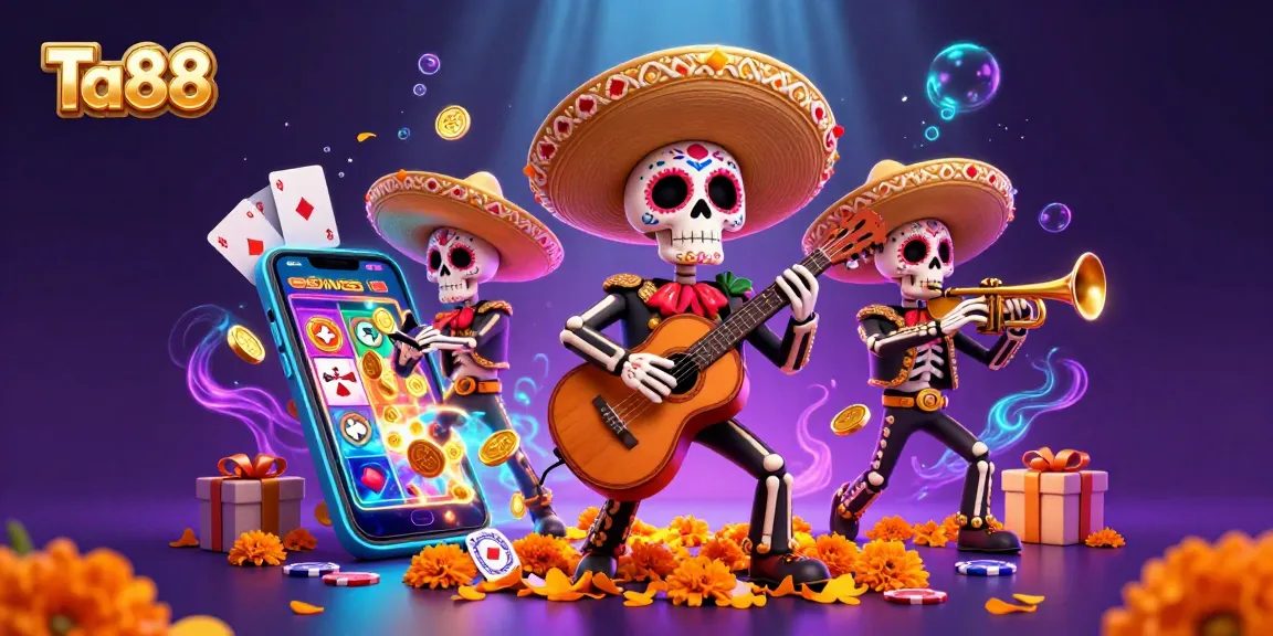 Experience the thrilling excitement of Ta88 with a vibrant mariachi band amidst dynamic casino elements.