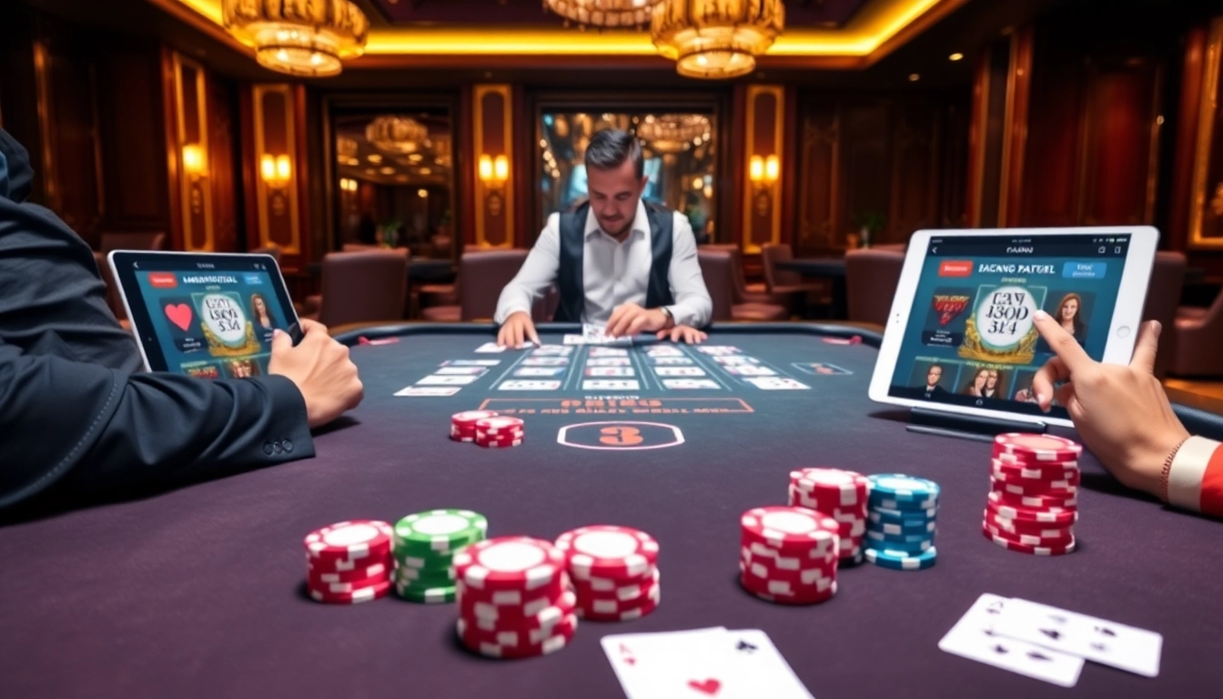 Experience free credit baccarat action at a luxurious casino table with vibrant poker chips.