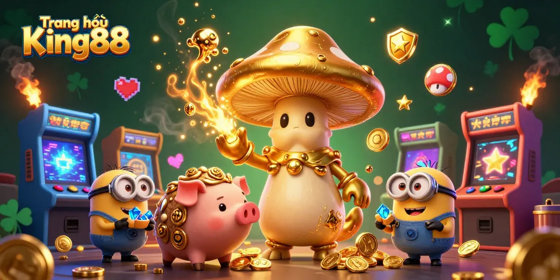 Experience excitement on Trang chủ King88 with vibrant casino-themed elements and magical characters.