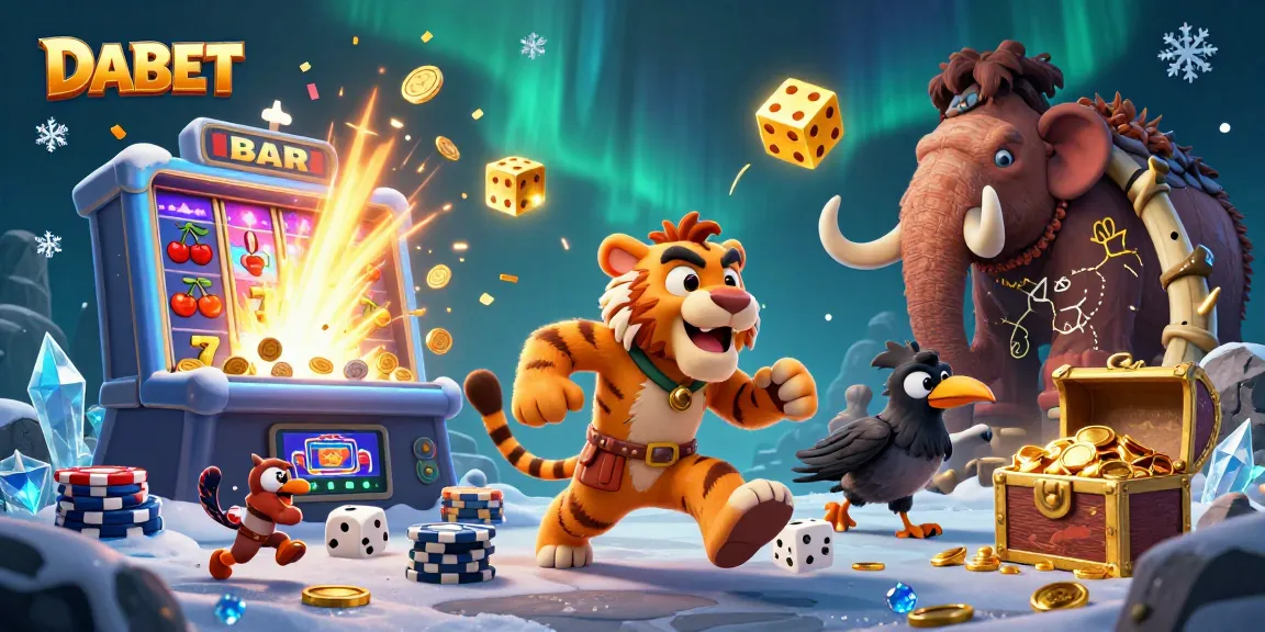 DABET showcases thrilling action in a vibrant 3D casino illustration with creative character dynamics.