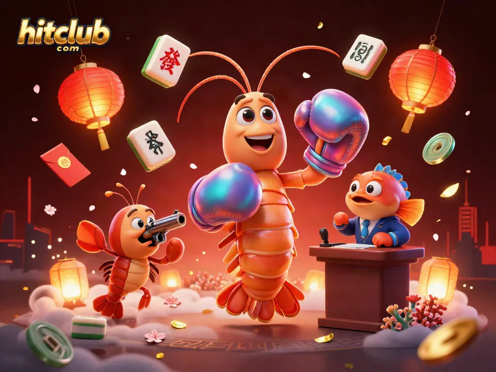 Experience thrilling wins at hitclub com with cartoon characters amid vibrant casino elements.