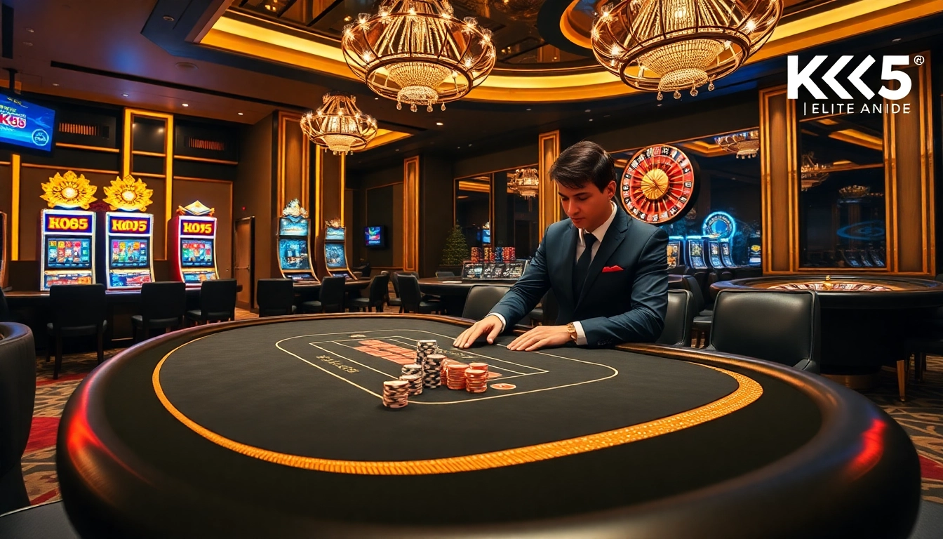 Engage in thrilling gameplay at KK55 with vibrant casino elements and professional interactions.