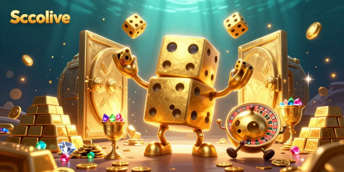 Socolive showcases a lively scene with a golden dice golem and vibrant casino elements.