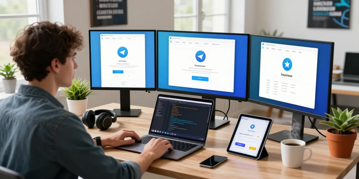 Experience seamless communication with Telegram Download on a vibrant workspace setting.