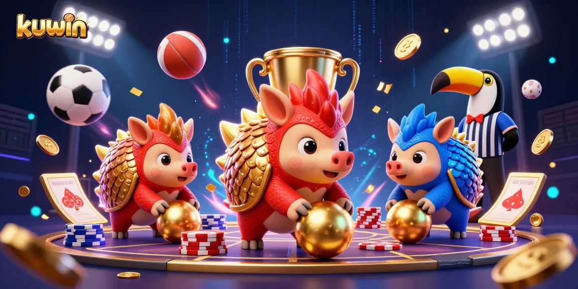 kuwin pangolins compete in a thrilling casino game scene, showcasing vibrant sports elements and dynamic action.