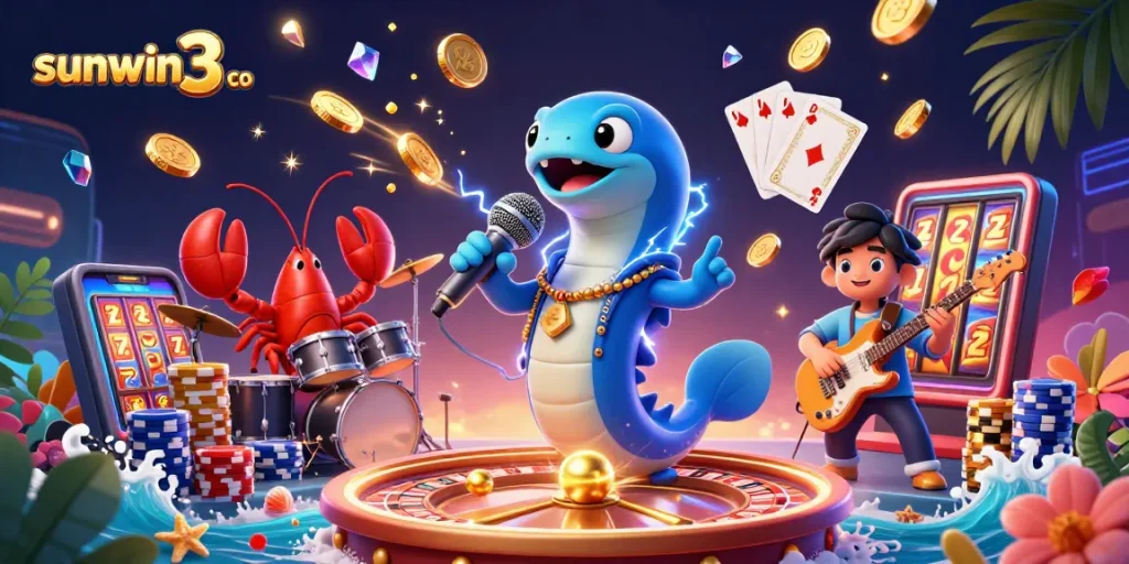 Engage in thrilling wins at sunwin3 co with animated underwater casino fun featuring electric eel DJ.